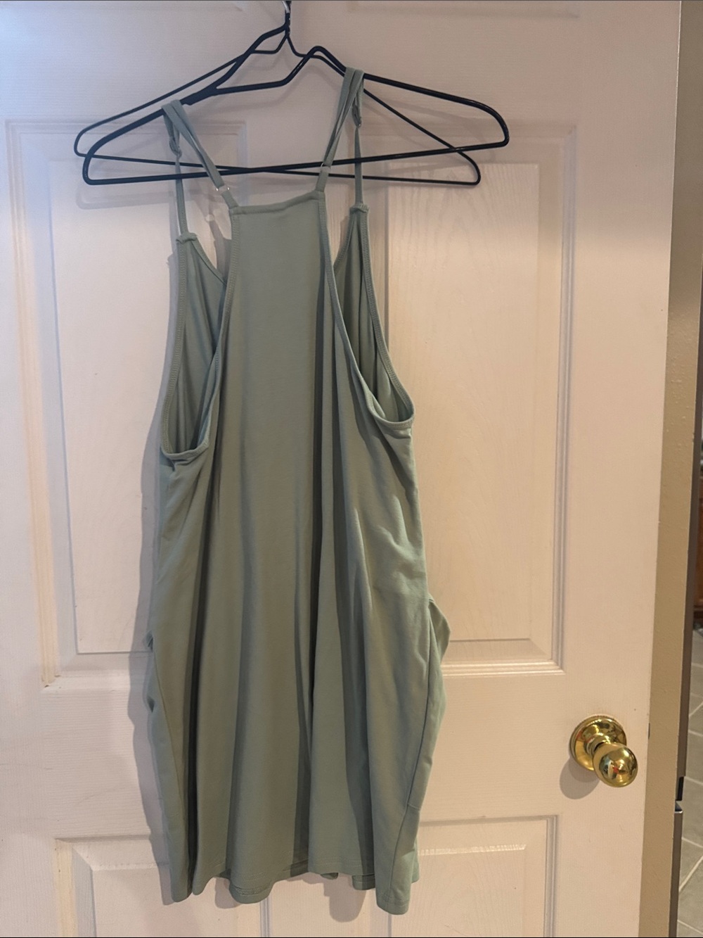 Light Sage Pocket Romper Jumpsuit with Adjustable Straps - Picture 3 of 3